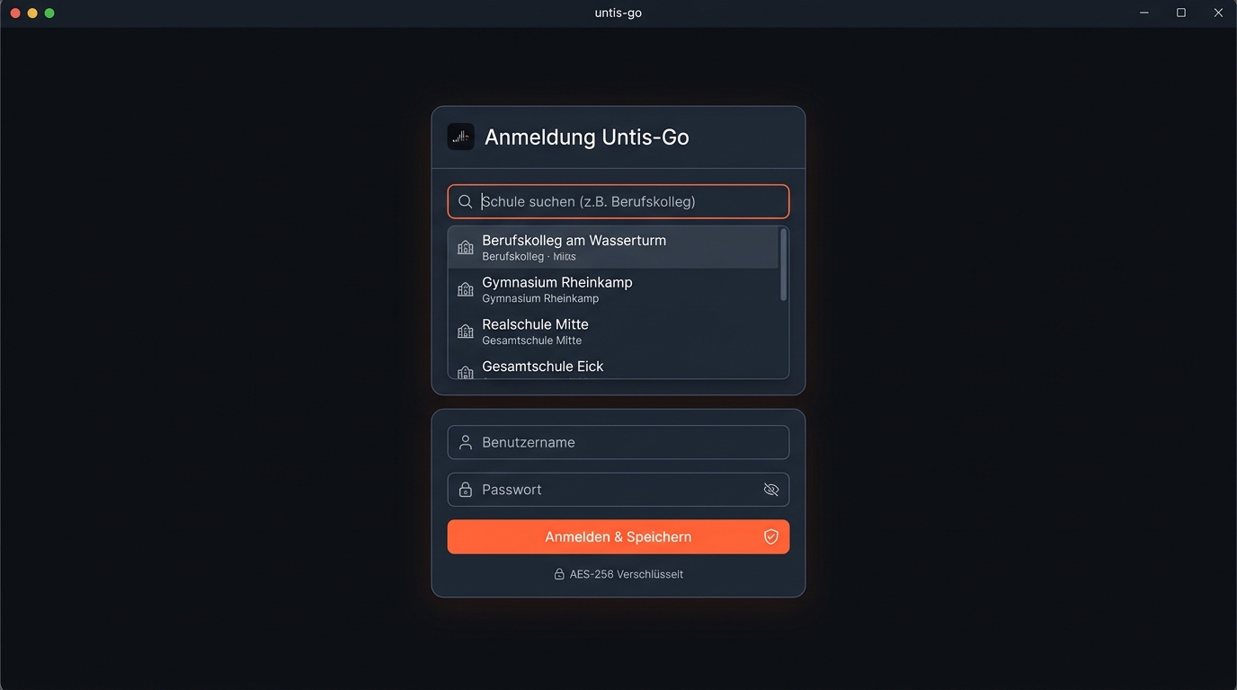 Schulsuche und Anmeldedialog in untis-go